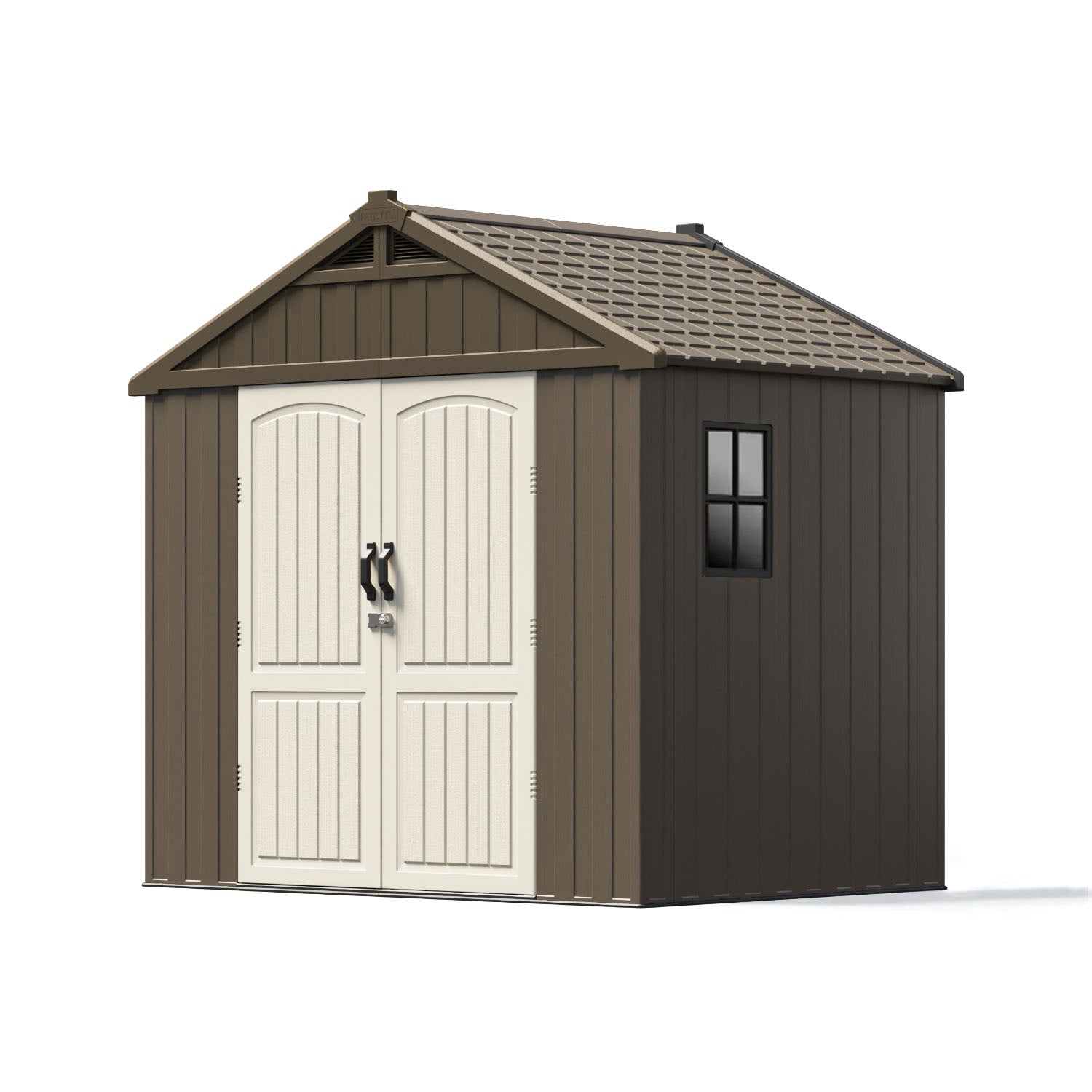 Kick-it 8x6 Plastic Storage Shed with Floor, Brown