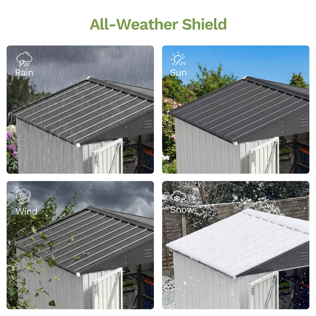 Patiowell 8x6 Metal Shed with Floor Frame, White