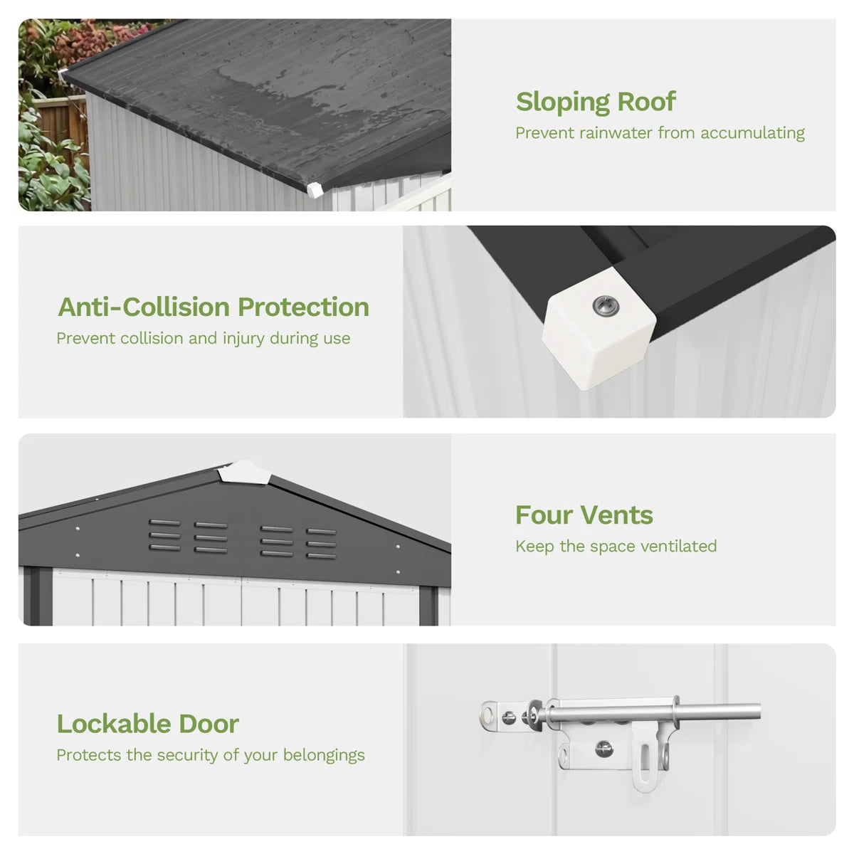 Patiowell 8x6 Metal Shed with Floor Frame, White
