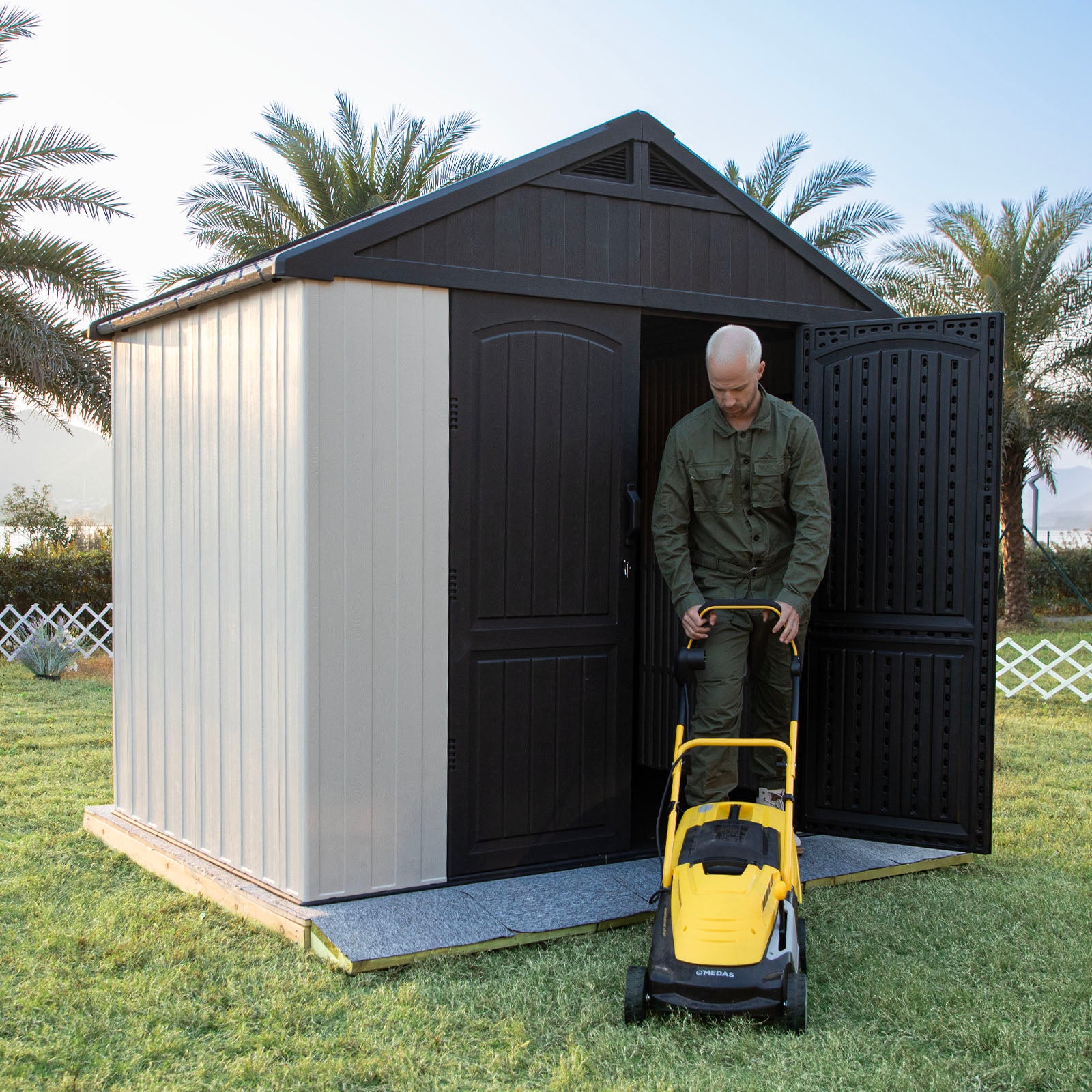 8x6 Plastic Storage Shed with Floor, Gray White | Patiowell 8x6 Plastic Storage Shed with Floor, Gray White | Patiowell