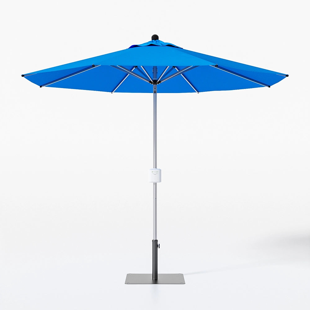 9ft Patio Umbrella with Base and Remote Control, Blue