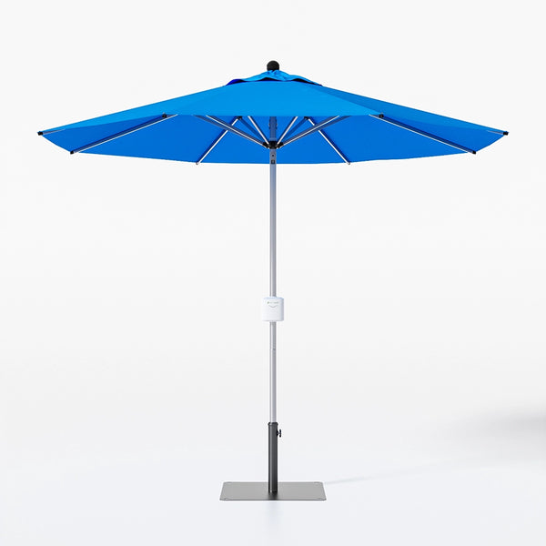 blue patio umbrellas 9ft Patio Umbrella with Base and Remote Control, Blue