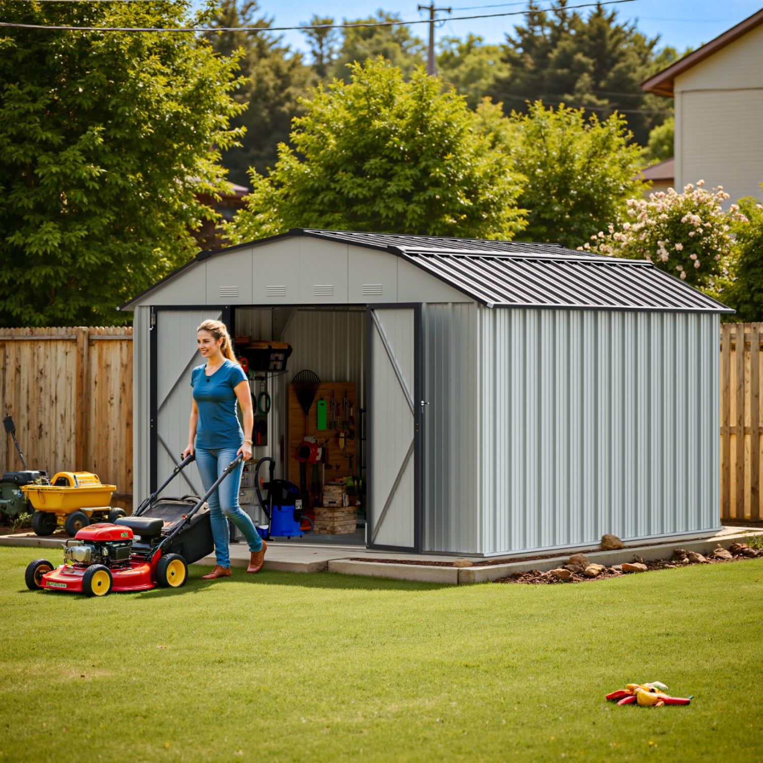 10x12 Barn Style Metal Shed with Gambrel Roof