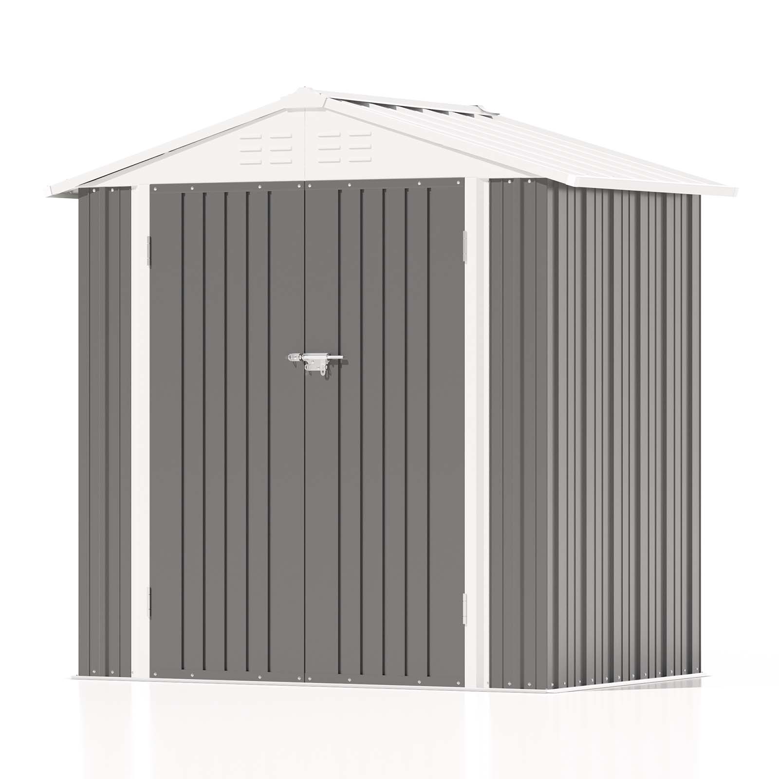 Patiowell 6x4 Metal Shed With Peak Roof-Cool Gray