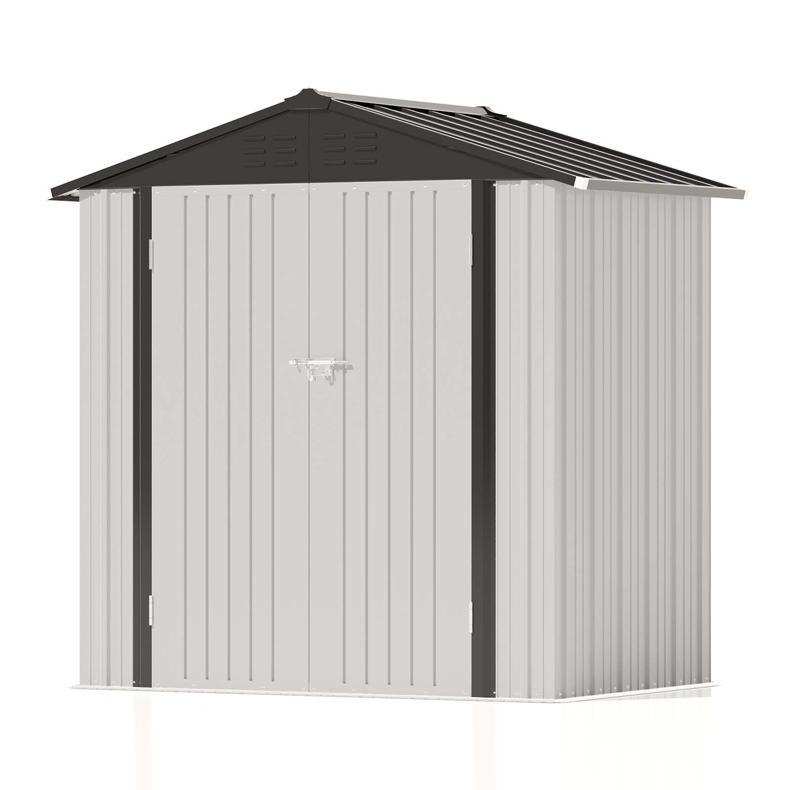 Patiowell 6x4 Metal Shed With Peak Roof-Pure White