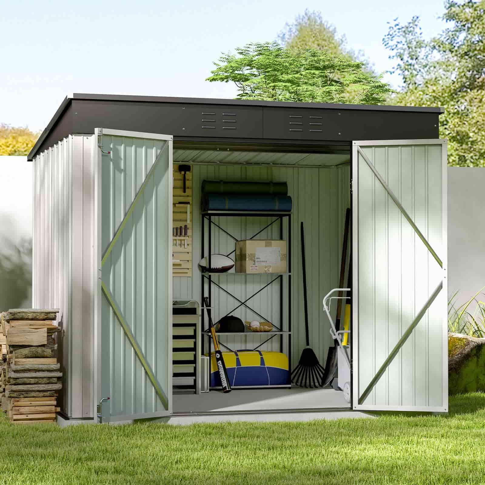 Patiowell 8x6 Metal Shed-Flat Roof