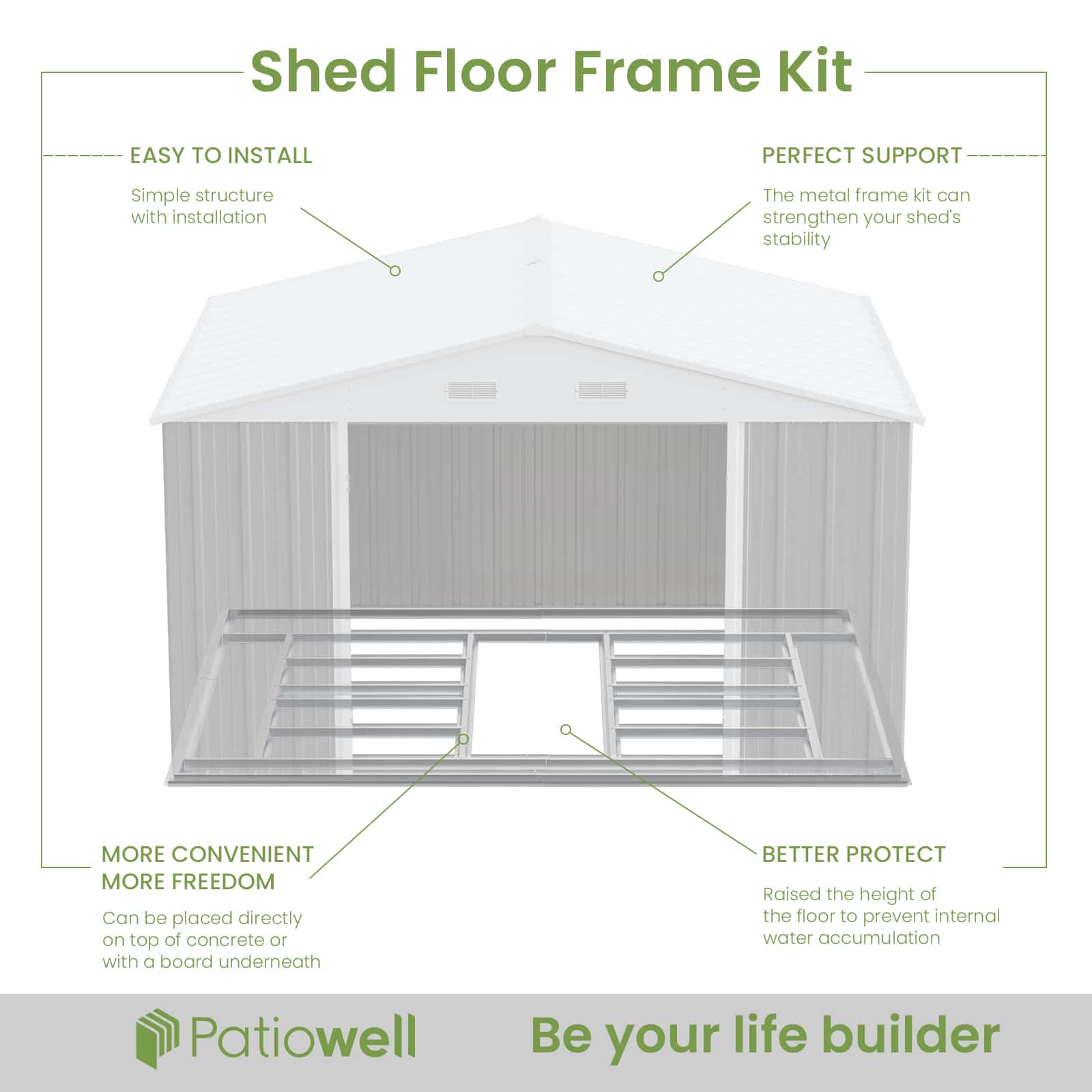 Patiowell 10x8 Metal Shed Floor Base-2