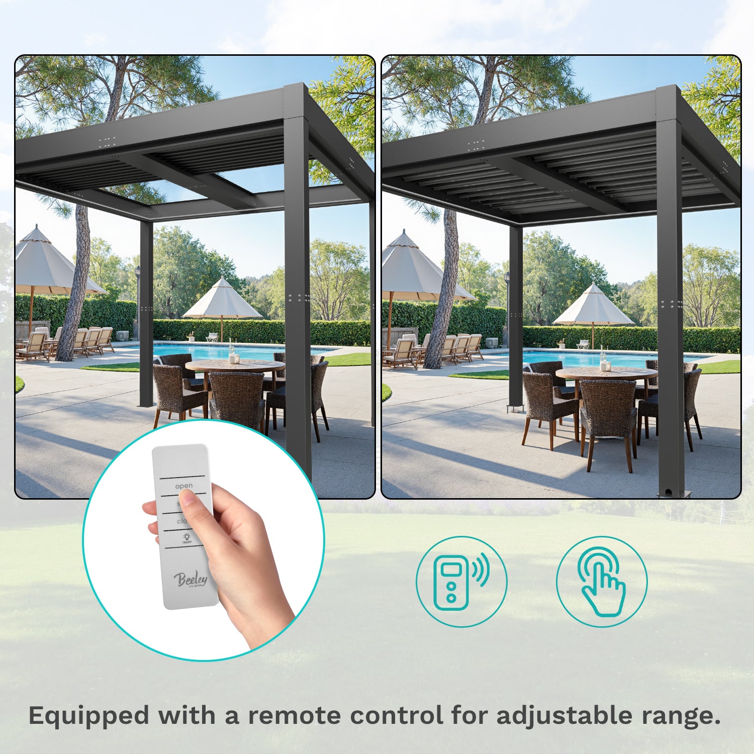 10 Ft. W X 10 Ft. D Aluminium Pergola With Adjustable Louvered Roof