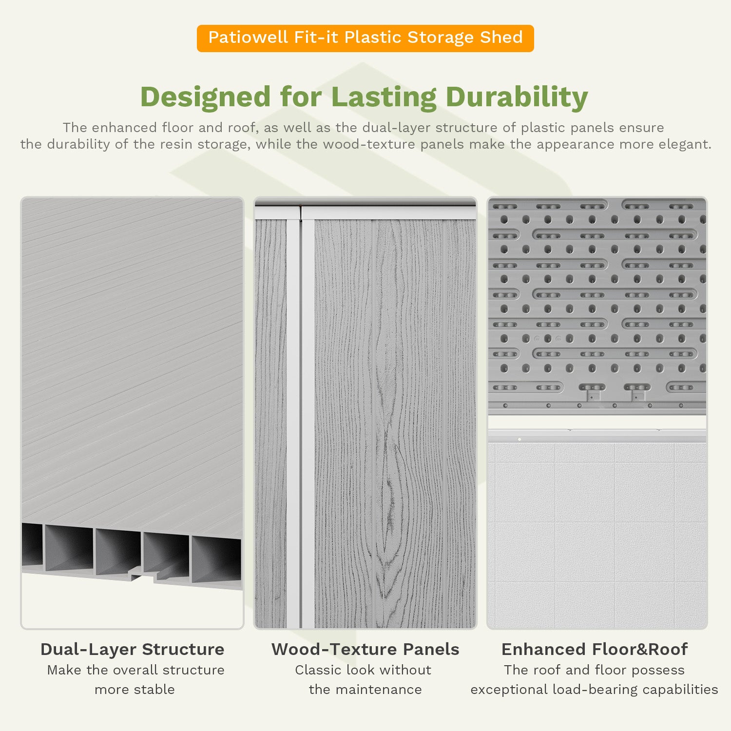 Patiowell 5x3 Plastic Outdoor Storage Shed with Lockable Door, Gray