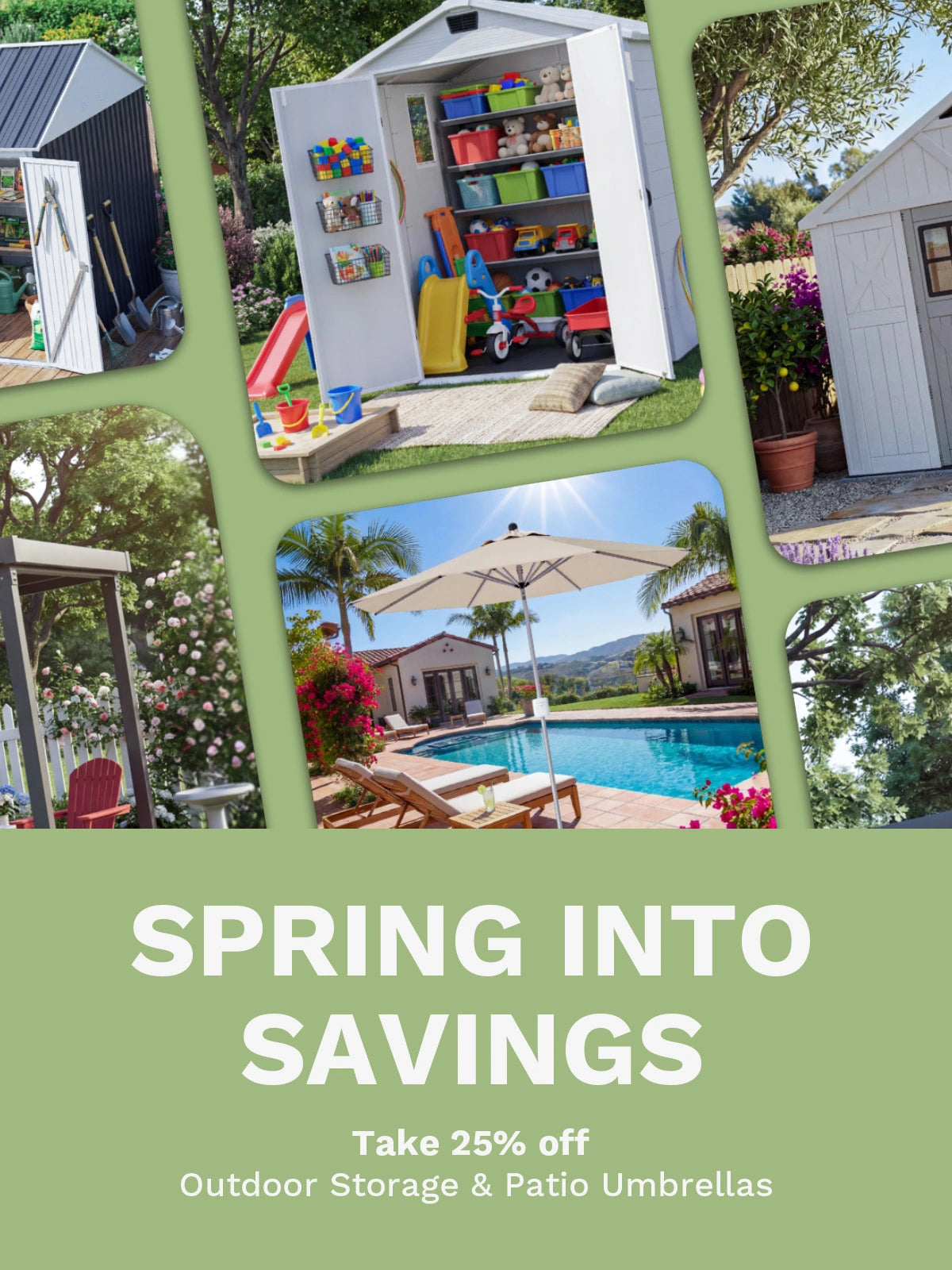 Take 25% off Outdoor Storage & Patio Umbrellas