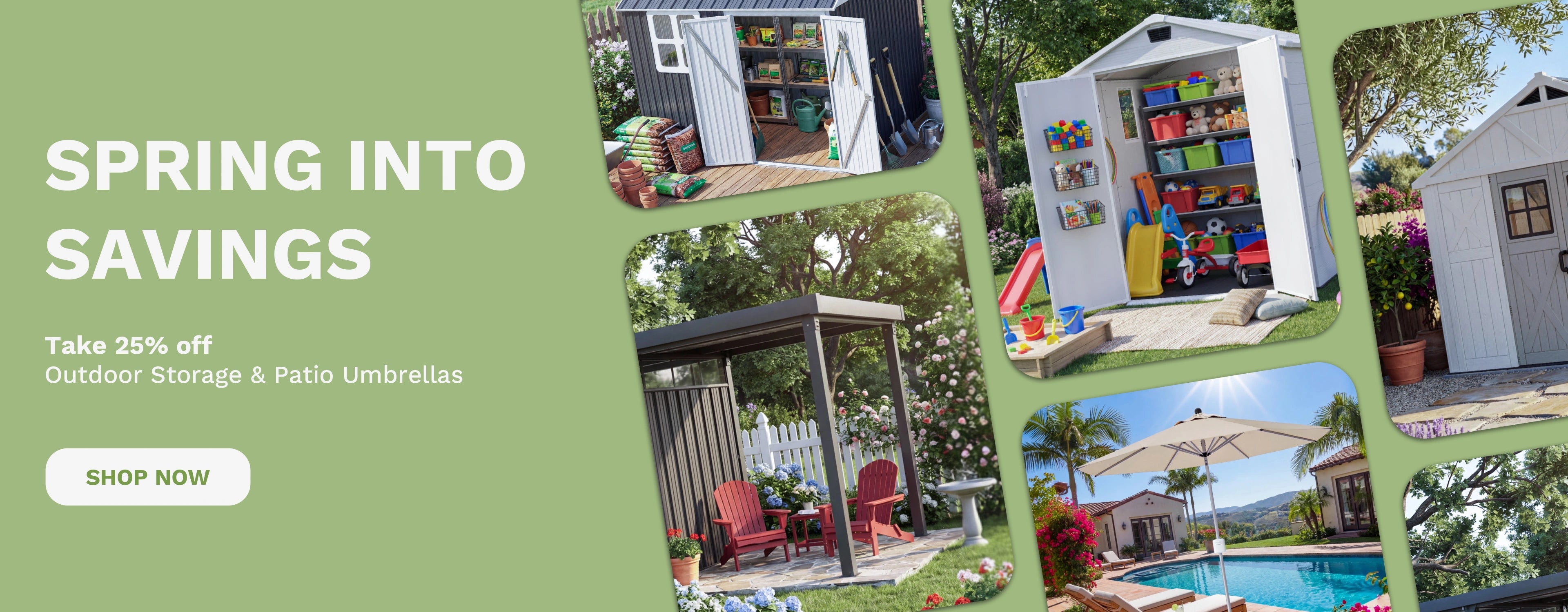 Take 25% off Outdoor Storage & Patio Umbrellas