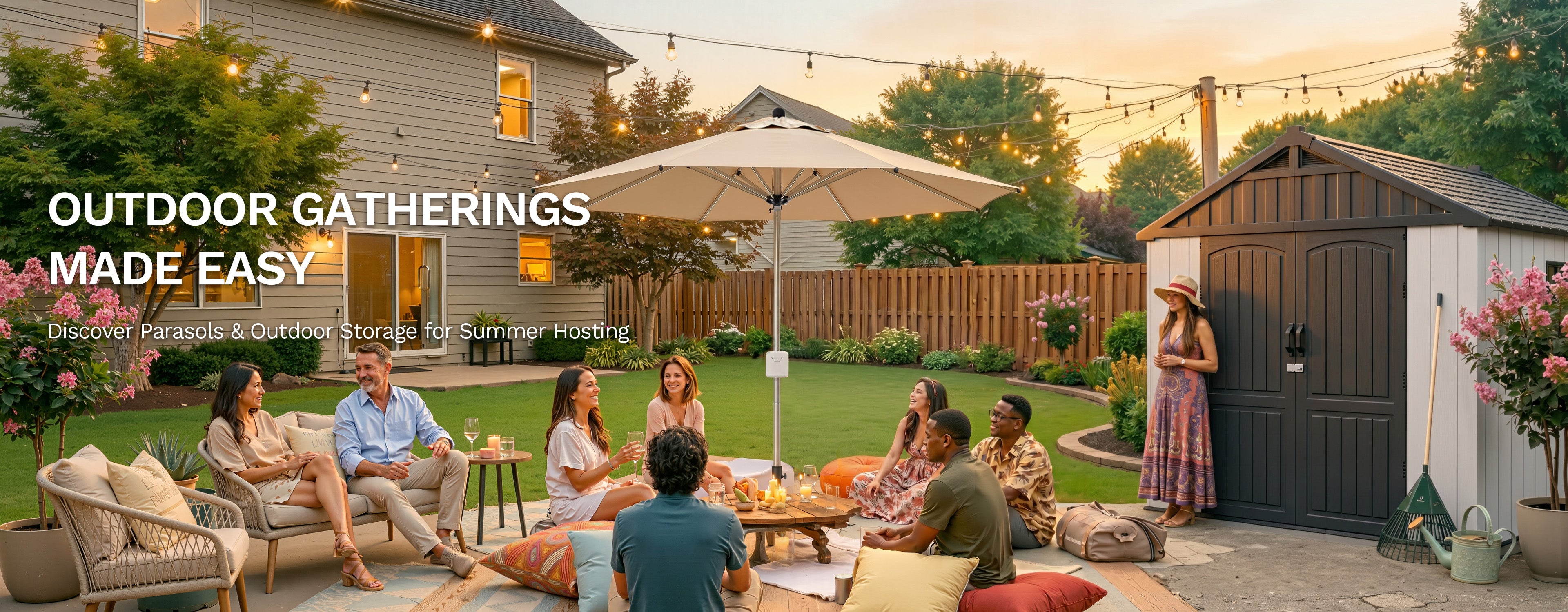 OUTDOOR GATHERINGS MADE EASY
Discover Parasols & Outdoor Storage for Summer Hosting