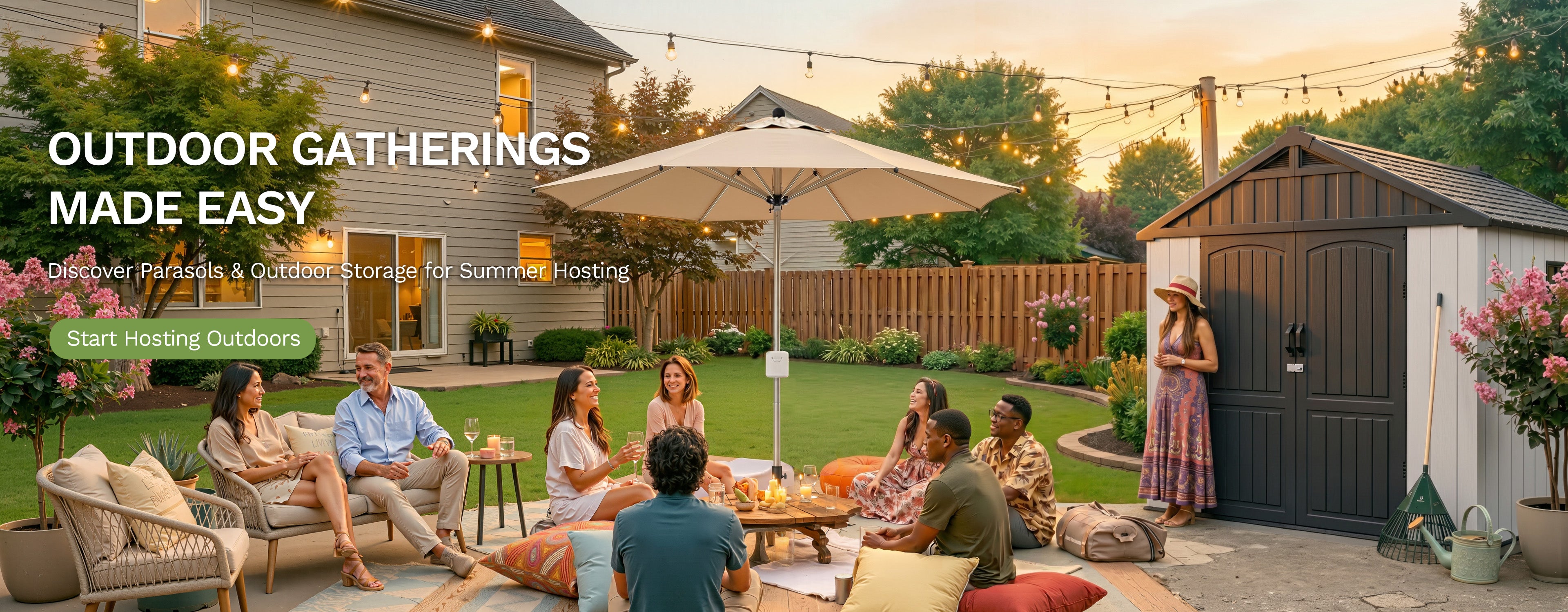 OUTDOOR GATHERINGS MADE EASY
Discover Parasols & Outdoor Storage for Summer Hosting