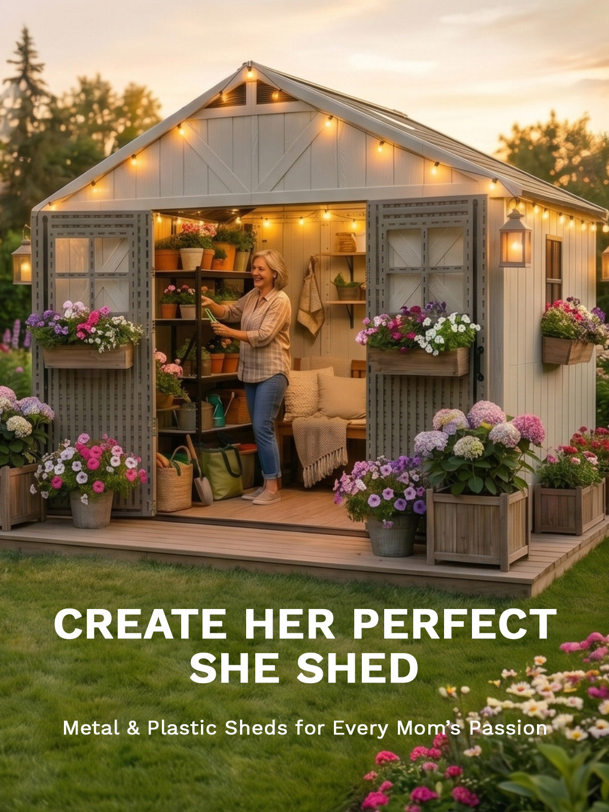 CREATE HER PERFECT SHE SHED
Metal & Plastic Sheds for Every Mom’s Passion