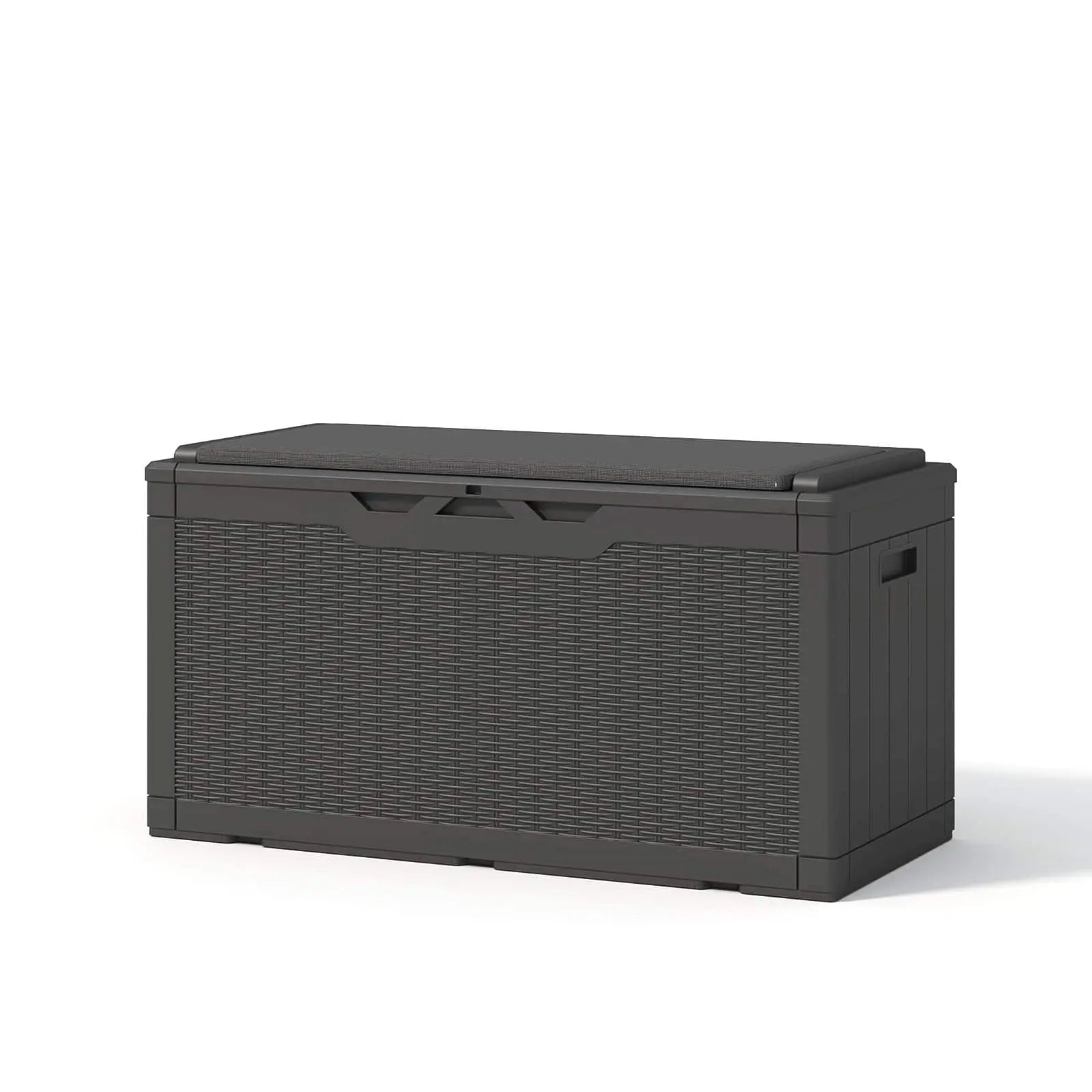 The 100 gallon ourdoor storage deck box in ink black color color:Ink Black|style:without cushion,with cushion
