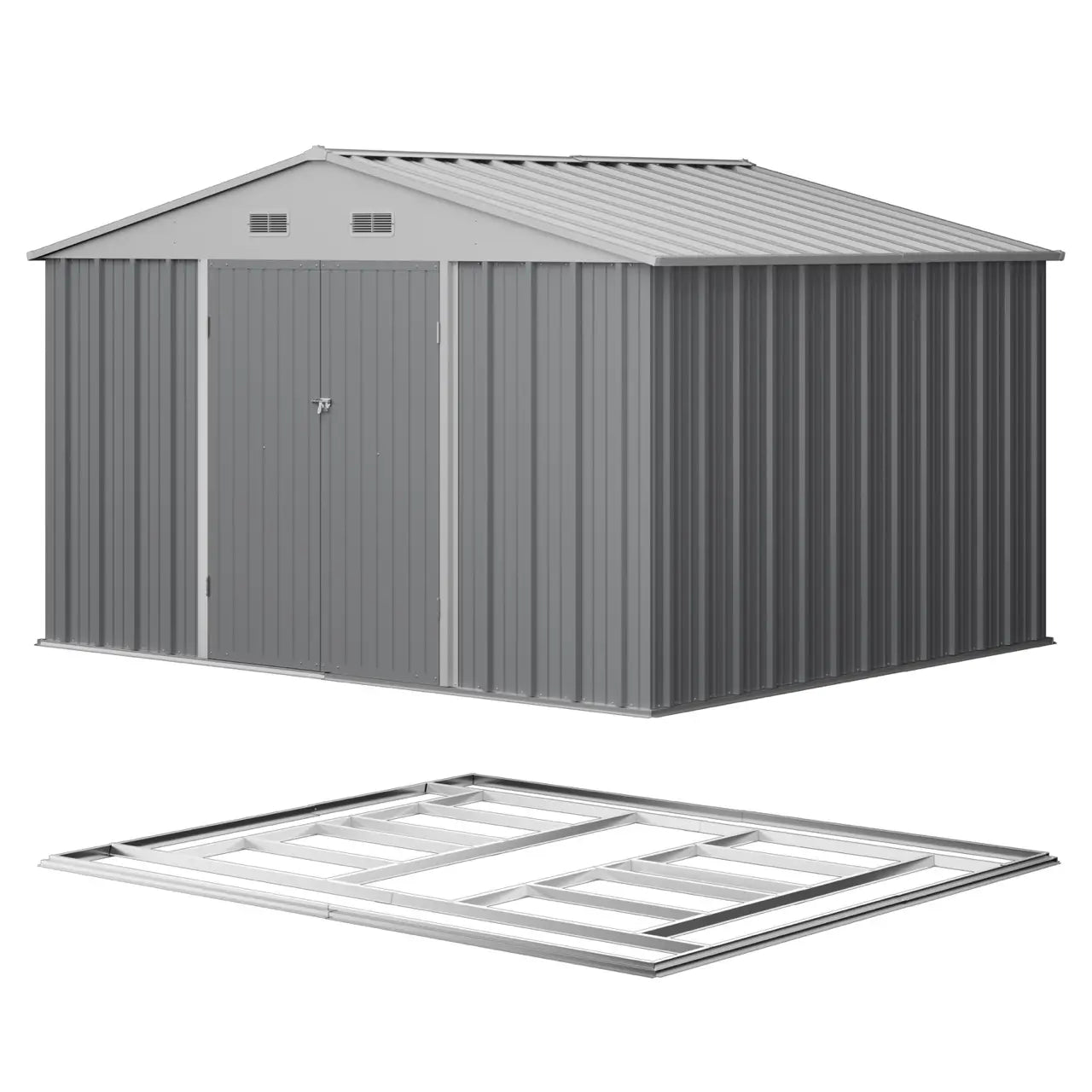 Patiowell 10x8 Metal Shed Pro With An Optional Floor Base