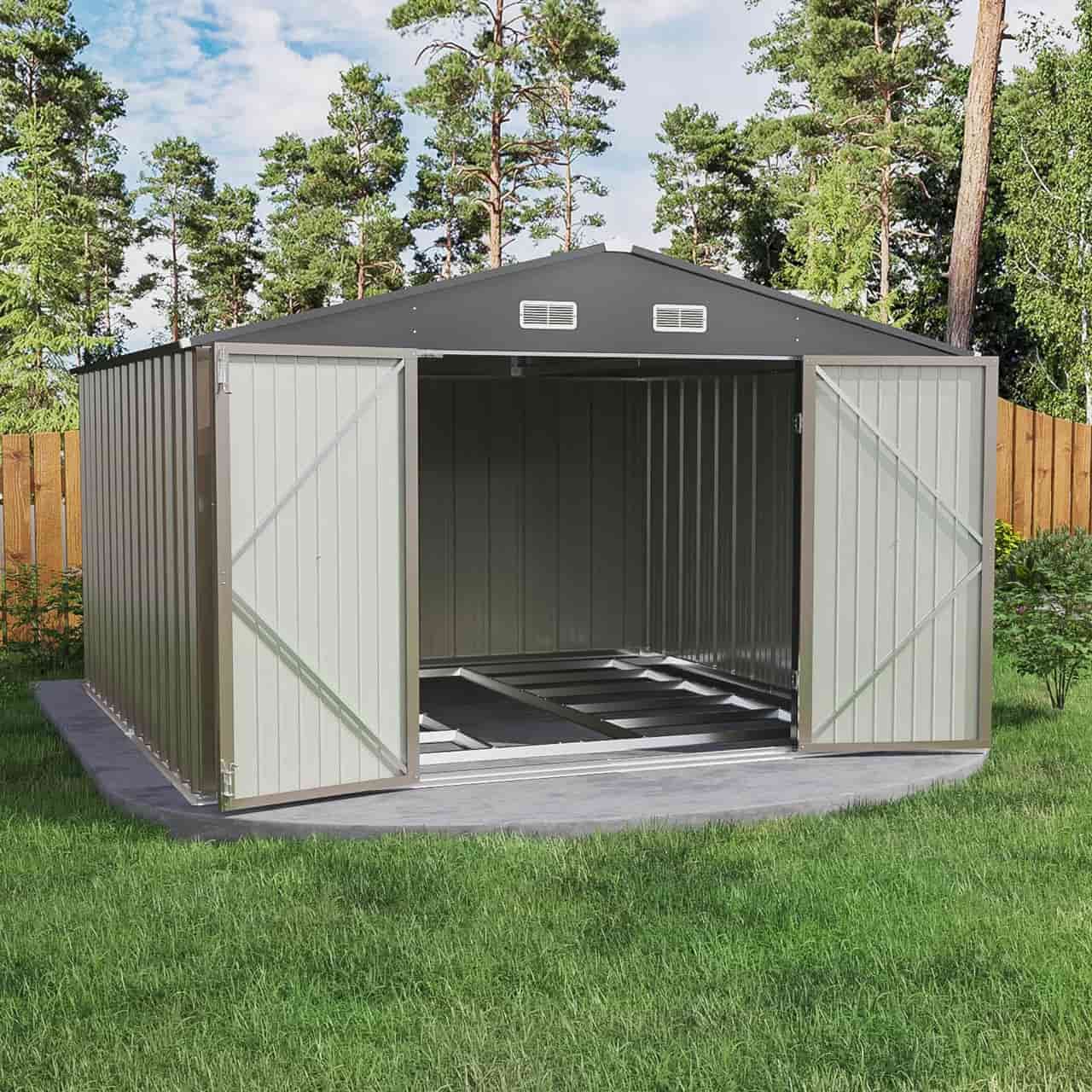 Patiowell 10x8 Metal Shed with Floor Base-1