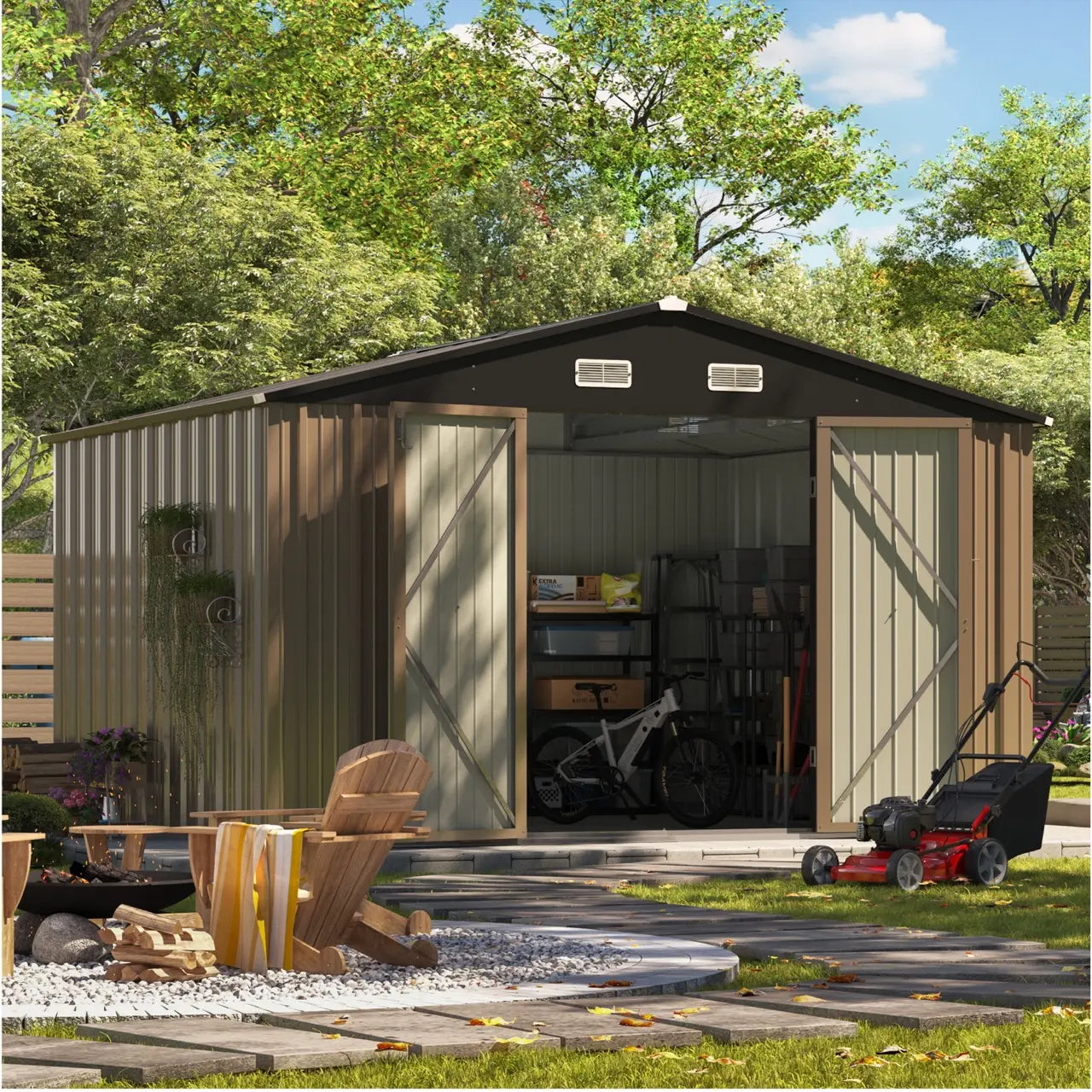 Patiowell 10x8 Metal Shed Pro With an Optional Floor Base
