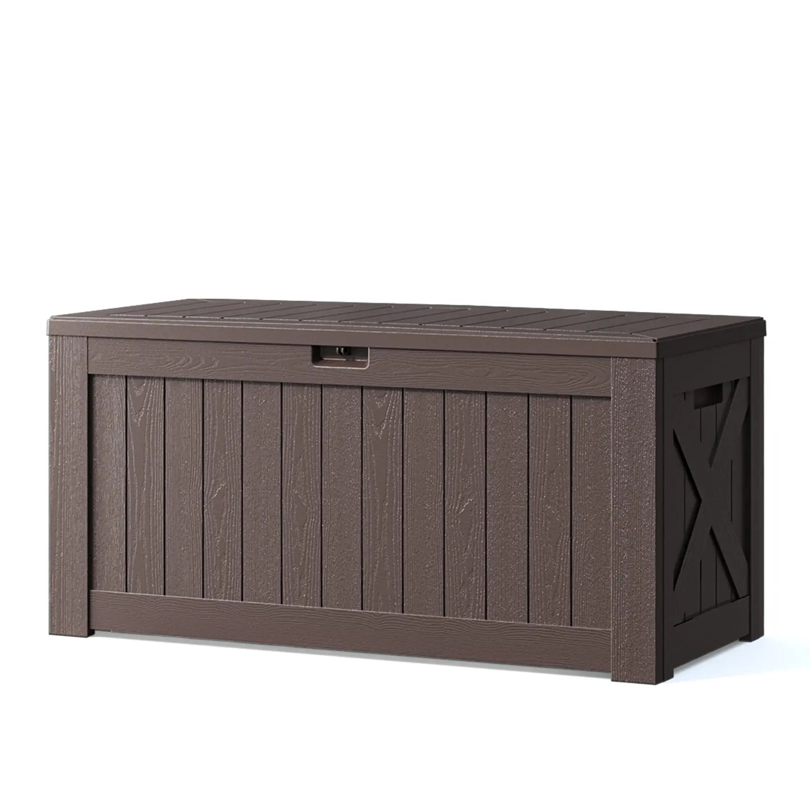 120 gallon ourdoor storage deck box coffee brown color:coffee brown
