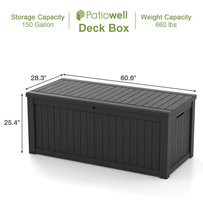 Patiowell 150 Gallon Deck Box-Dimensions