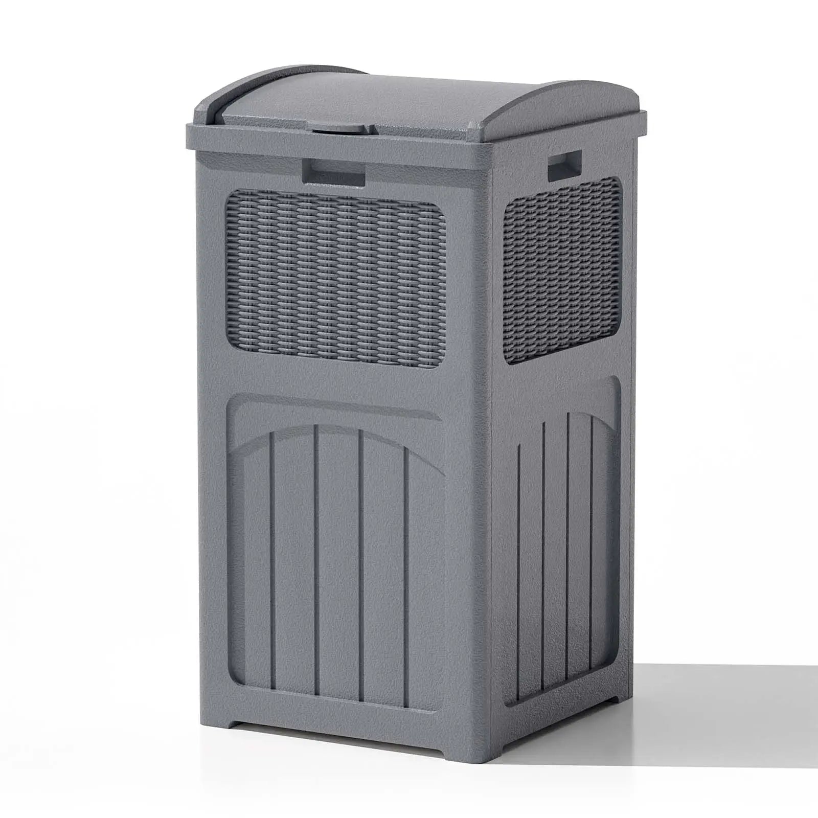 Patiowell 36 Gallon Resin Trash Can-Cool Gray