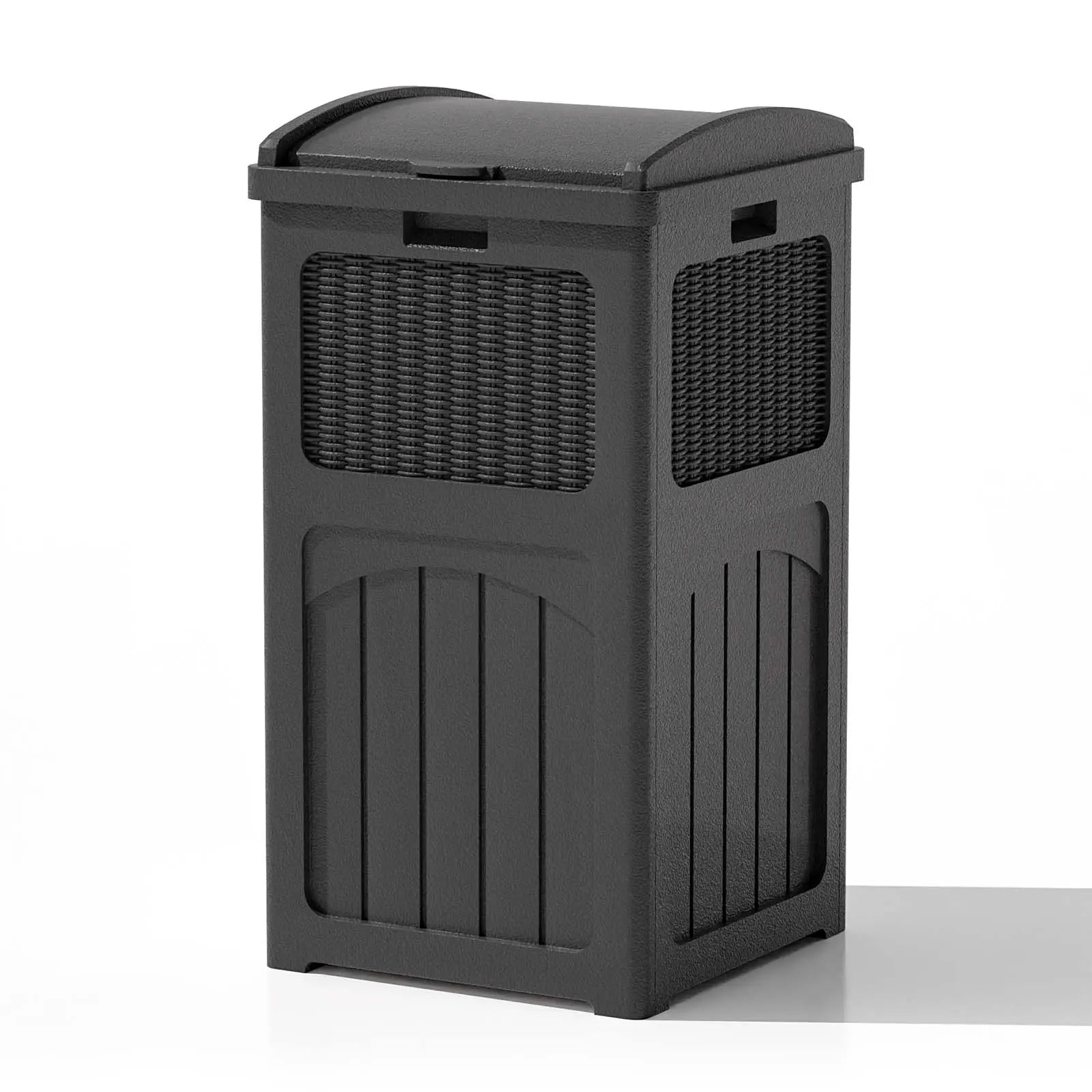 Patiowell 36 Gallon Resin Trash Can-Ink Black