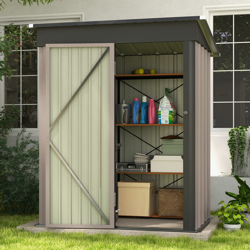 Patiowell 5x3 Metal Shed with Shelves