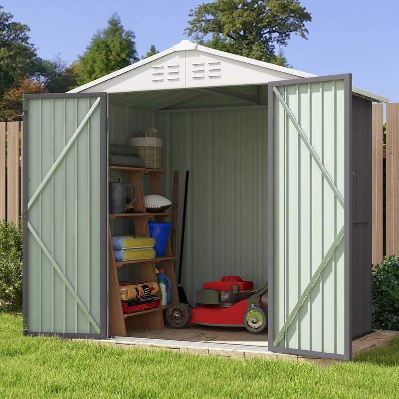 Patiowell 6x4 Metal Shed With Peak Roof in Backyard-4