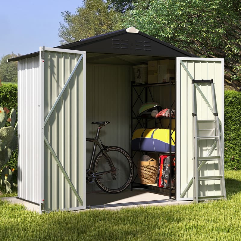 Patiowell 6x4 Metal Shed With Peak Roof in Backyard-3