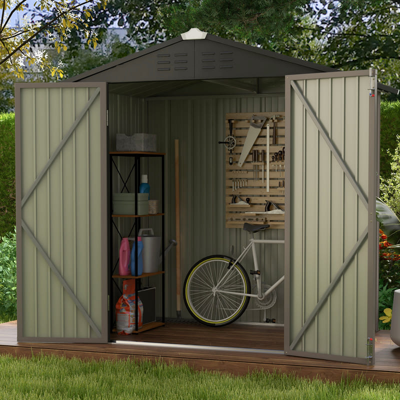 Patiowell 6x4 Metal Shed With Peak Roof in Backyard-2