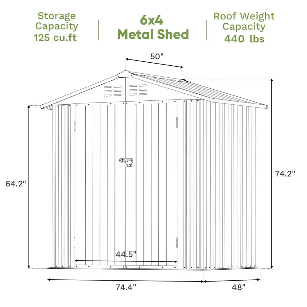 6x4 metal storage shed dimensions