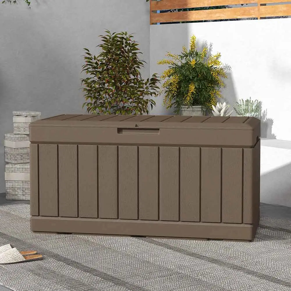 82 gallon storage deck box scene color:Coffee Brown