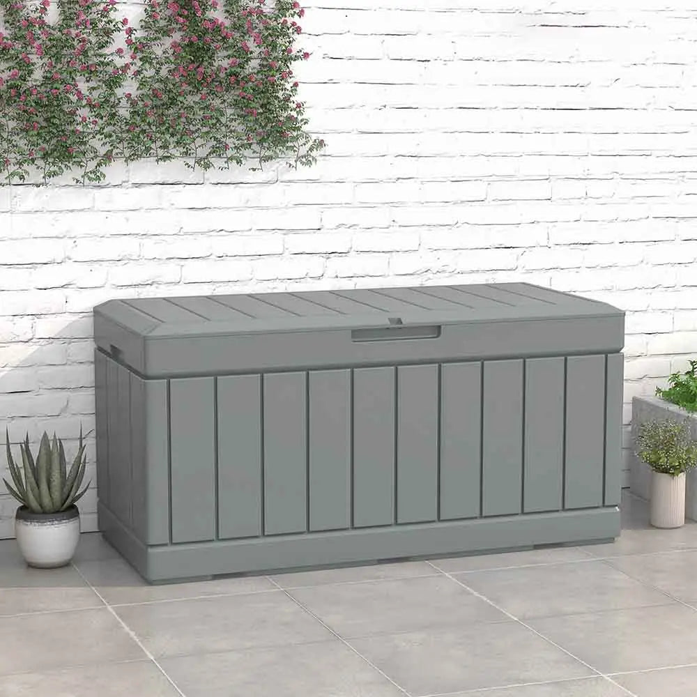 82 gallon storage deck box scene color:Light Gray