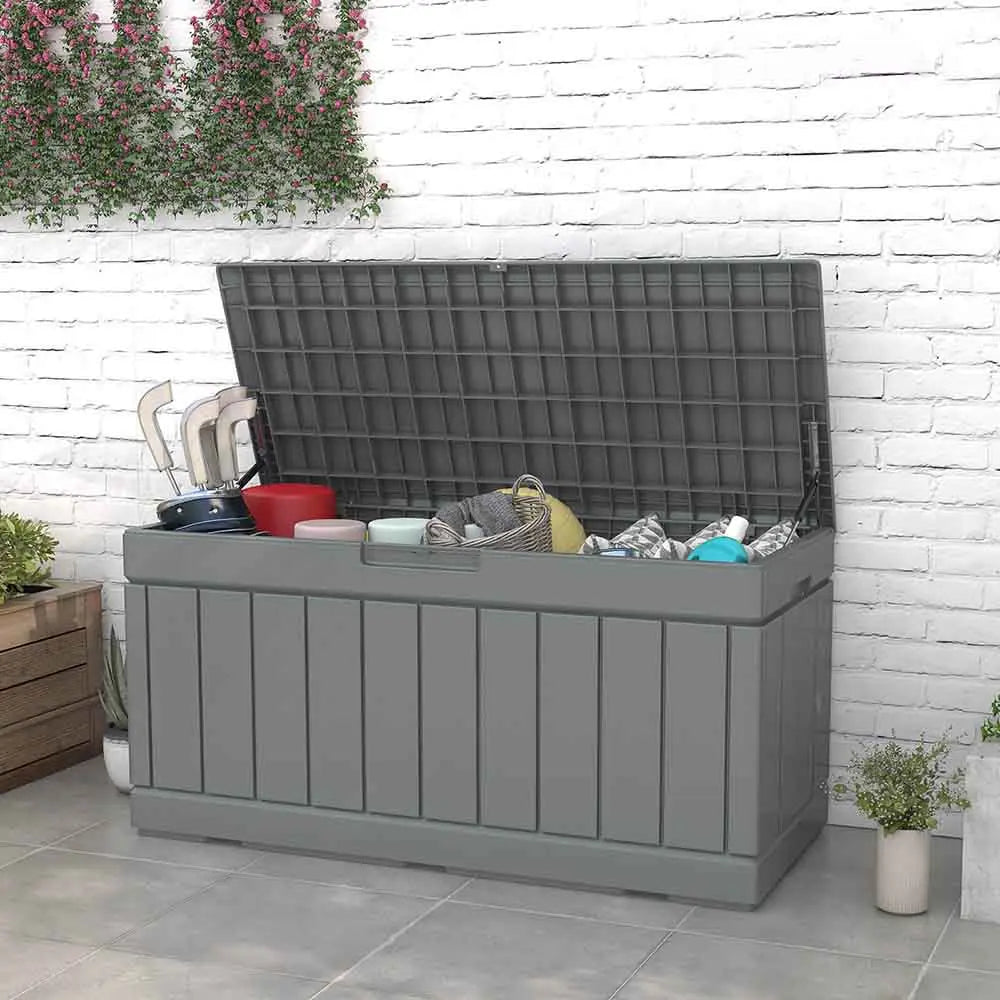 82 gallon storage deck box scene color:Light Gray