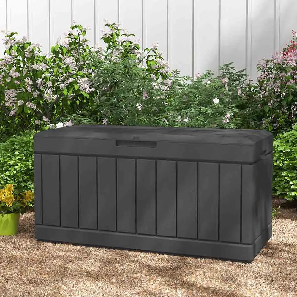 82 gallon storage deck box scene color:Ink Black