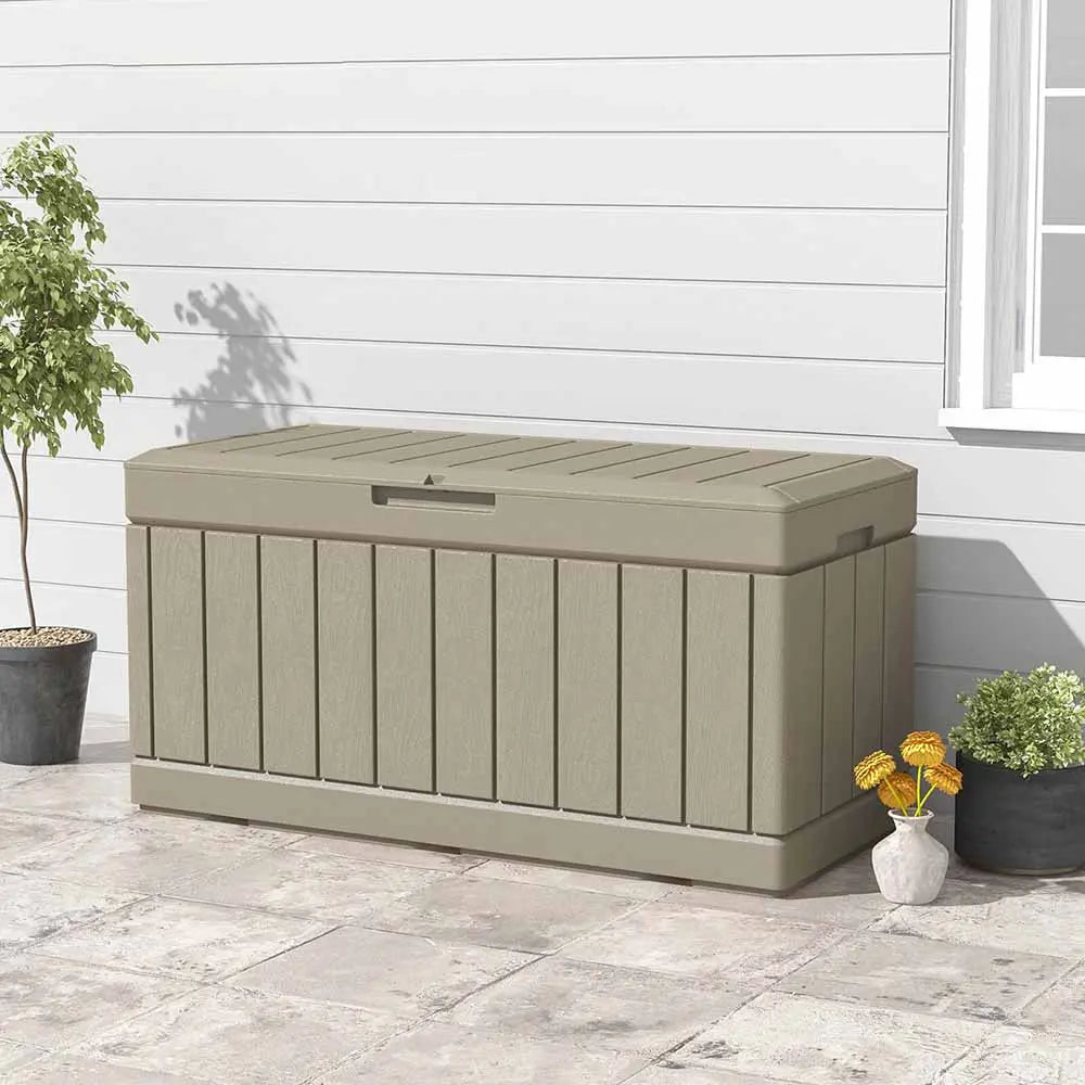 82 gallon storage deck box scene color:Khaki