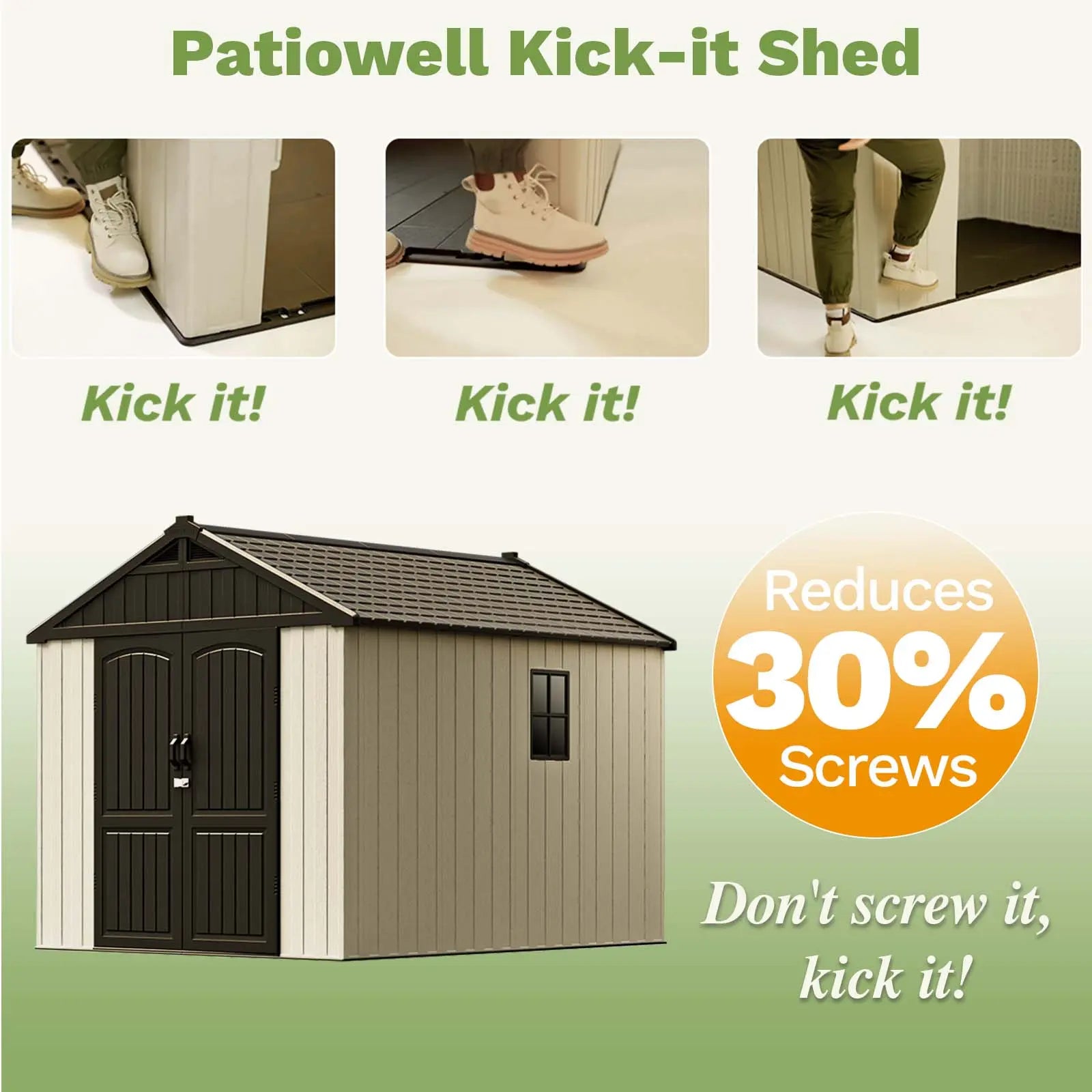 Patiowell Kick-it 8x10 Plastic Shed Pro