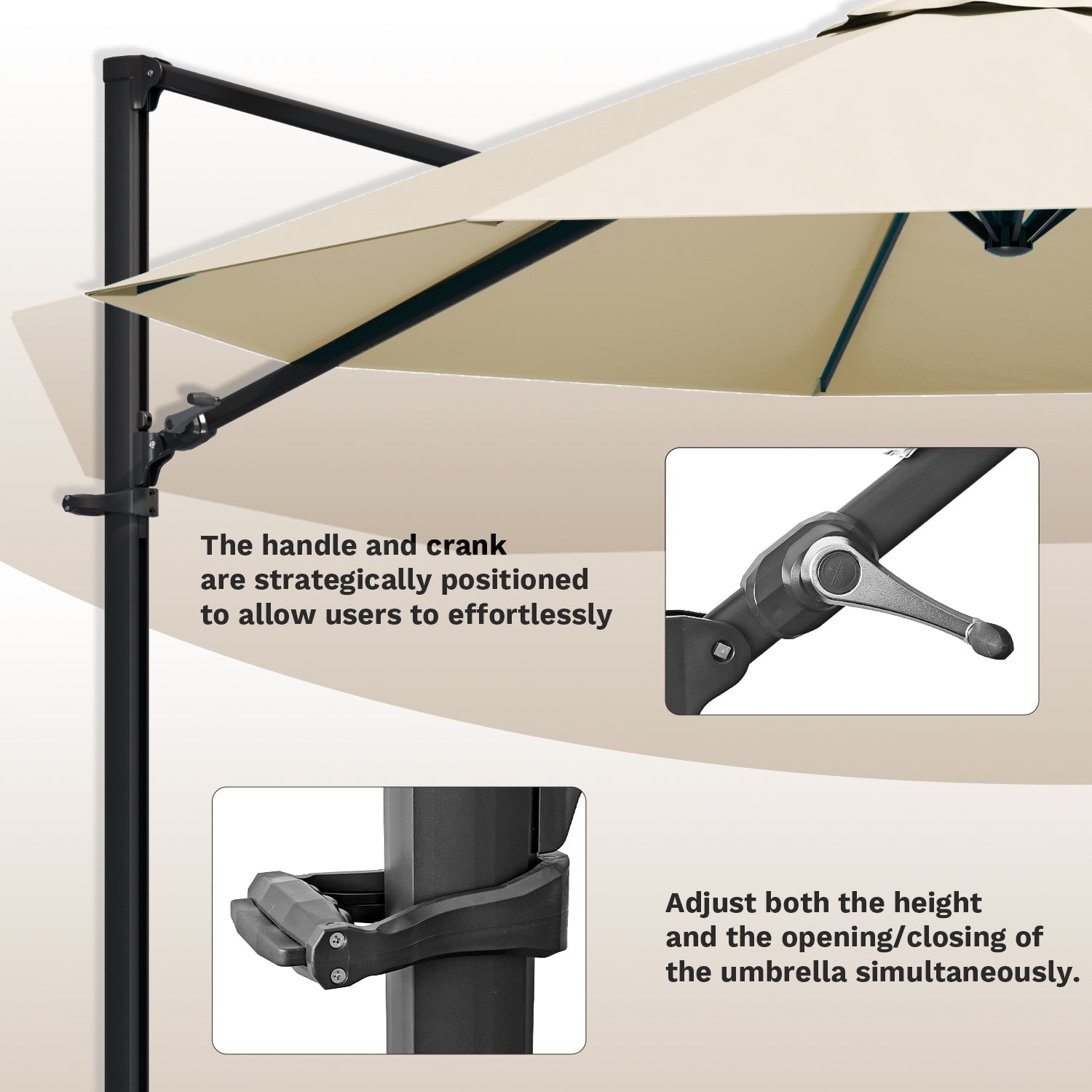 Patiowell 10 ft cantilever umbrella without base beige