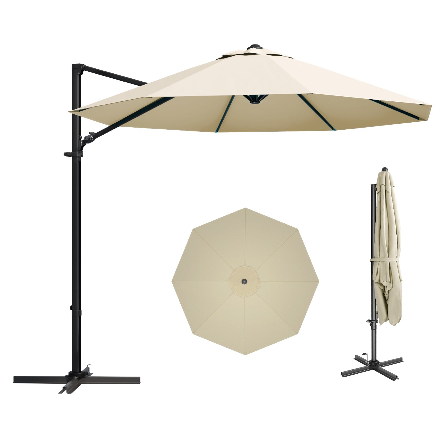 10ft patio umbrella 10ft Cantilever Patio Umbrella with Rotation & Tilt, Beige