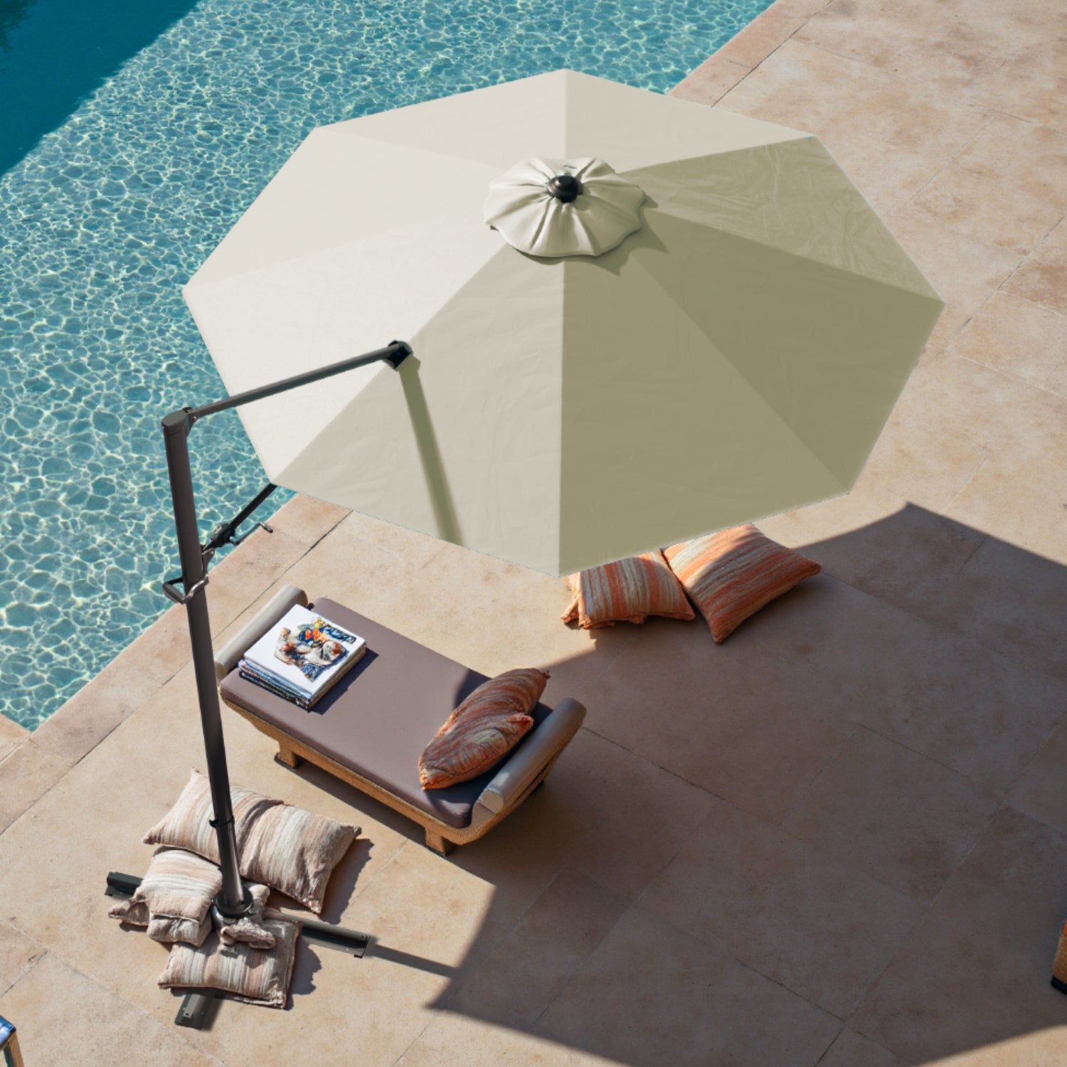 beige offset patio umbrella 10ft Cantilever Patio Umbrella with Rotation & Tilt, Beige