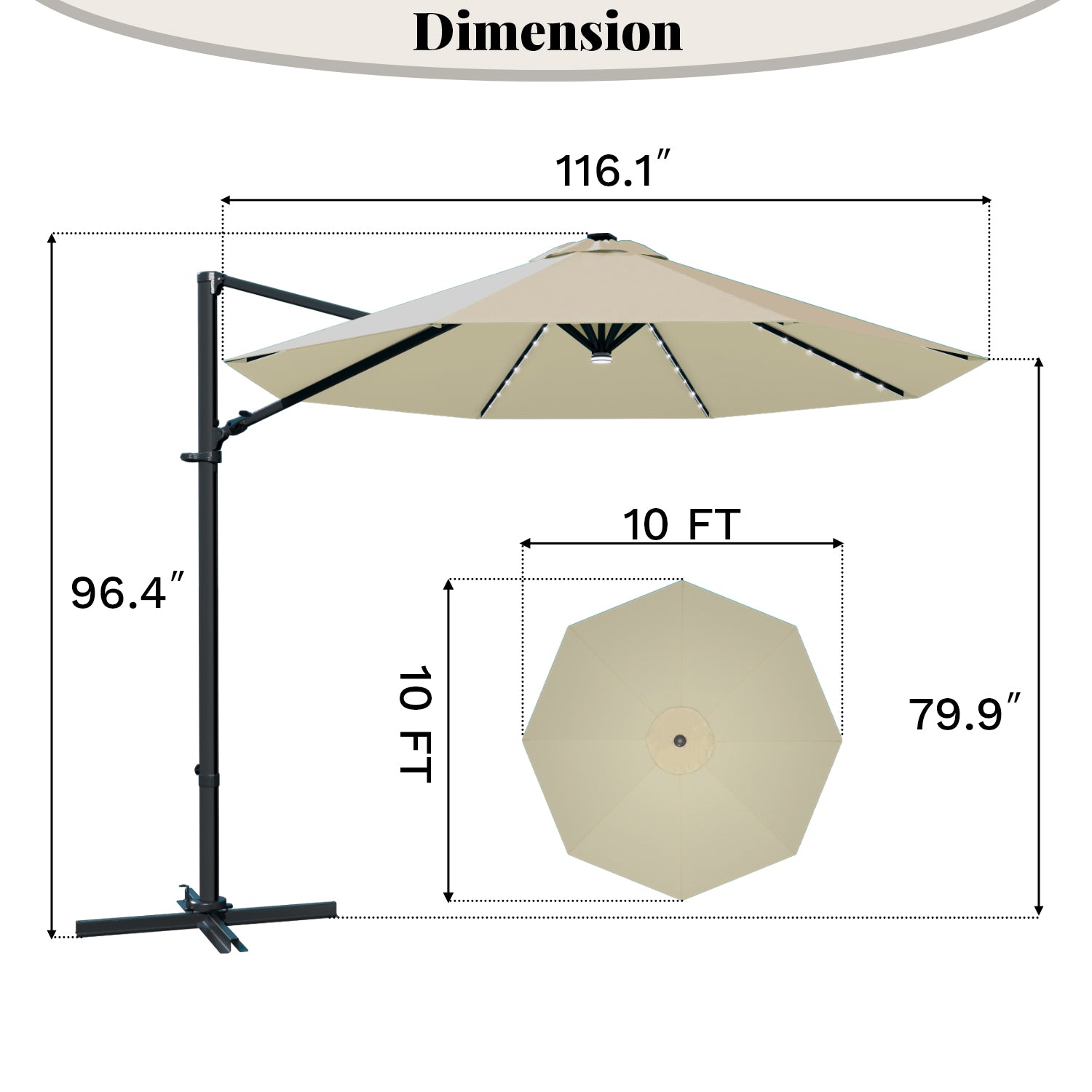 Patiowell 10 ft cantilever umbrella with light beige