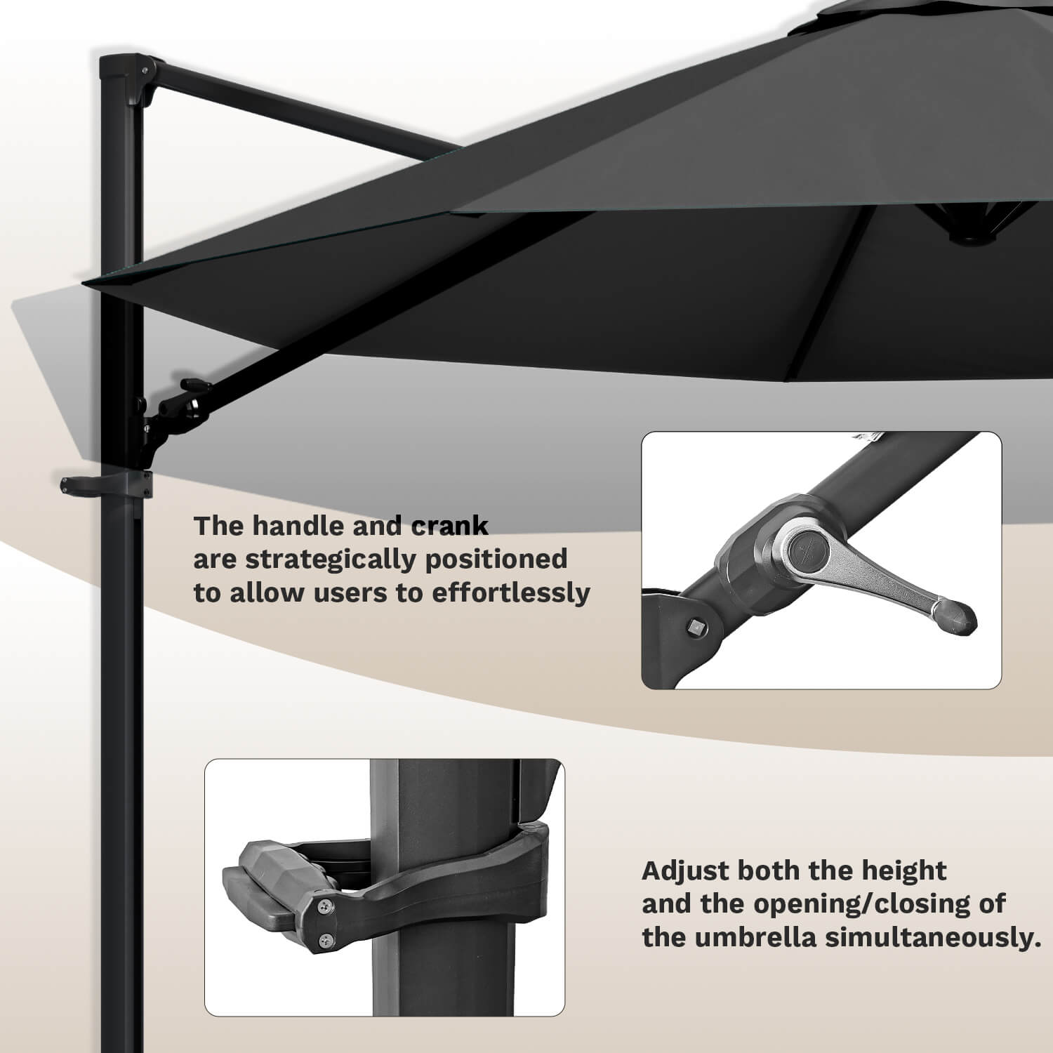 10 ft black patio umbrella 10ft Cantilever Patio Umbrella with Rotation, Tilt, Black