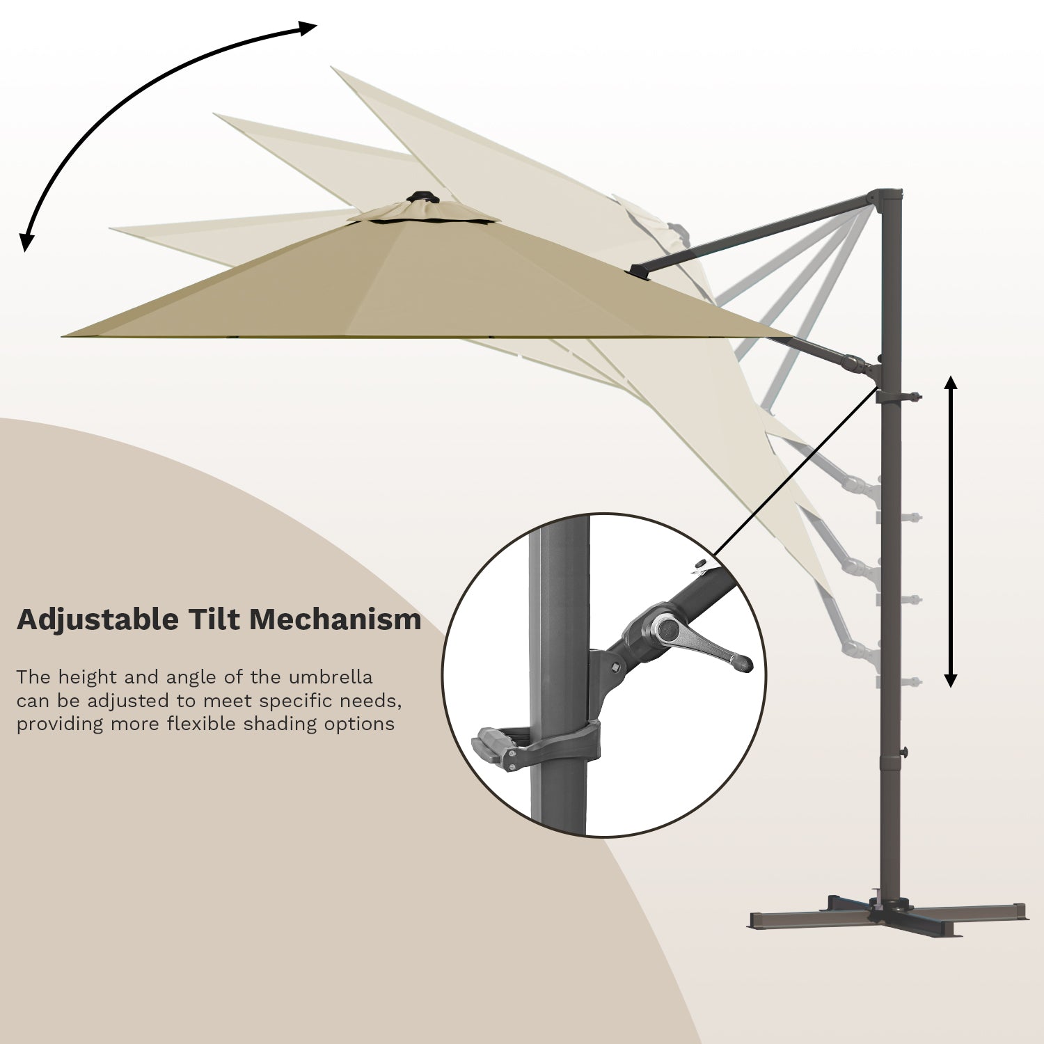 Patiowell 10 ft cantilever umbrella without base brown