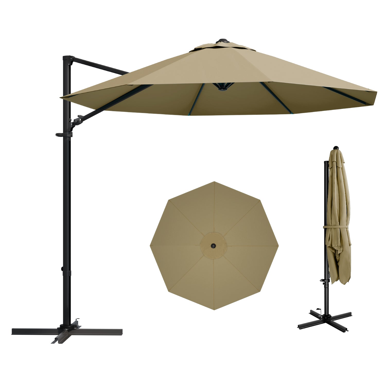 10ft Cantilever Patio Umbrella with Rotation & Tilt, Brown| Patiowell