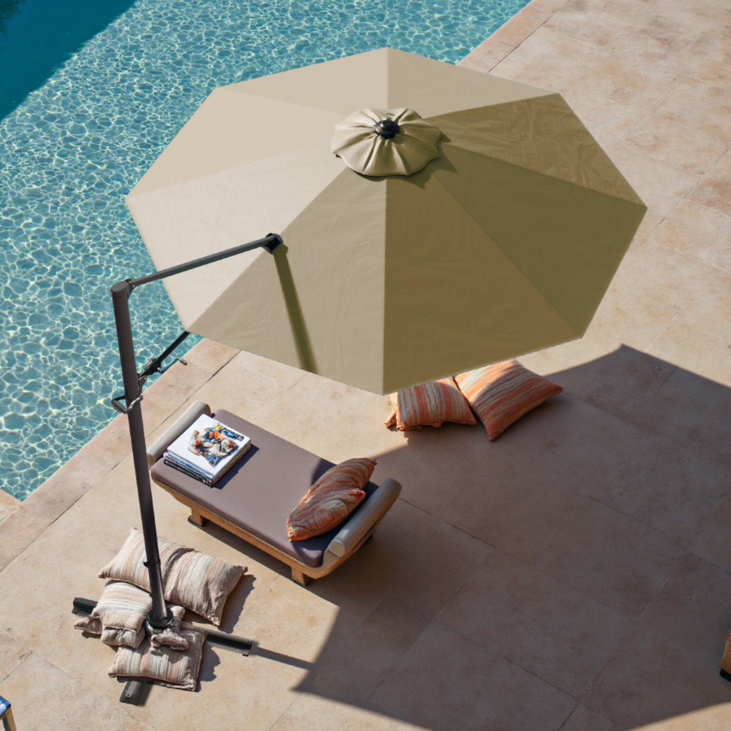 10ft Cantilever Patio Umbrella with Rotation & Tilt, Brown| Patiowell 10ft Cantilever Patio Umbrella with Rotation & Tilt, Brown| Patiowell