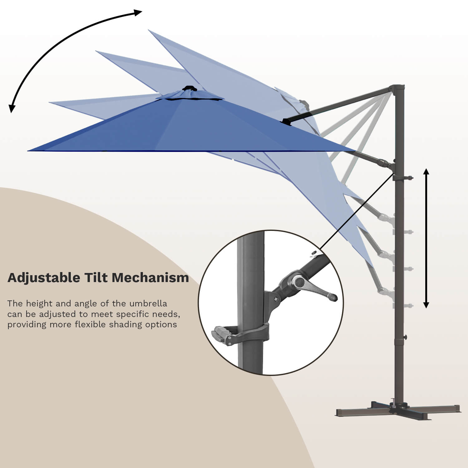 Patiowell 10 ft cantilever umbrella dark blue