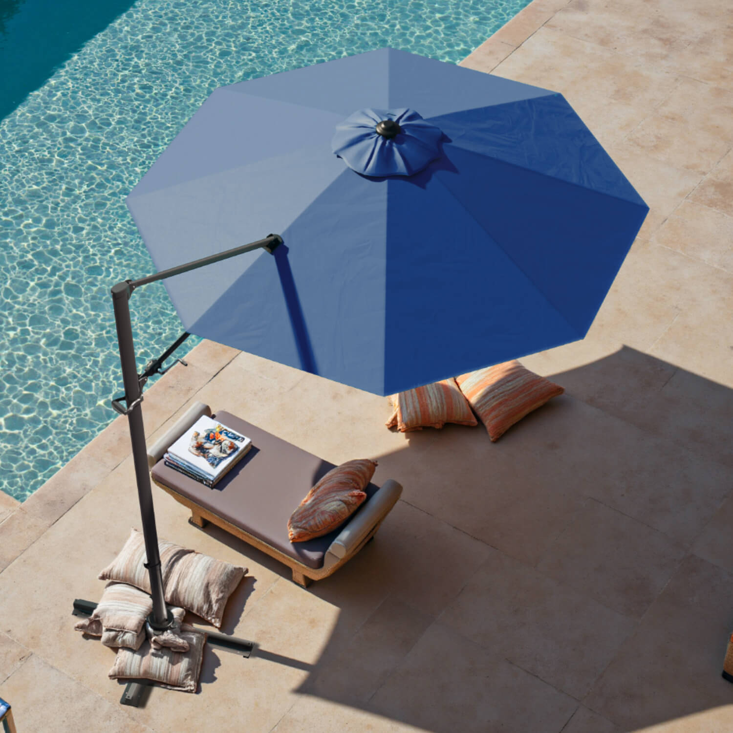 Patiowell 10ft Cantilever Patio Umbrella with Rotation & Tilt, Dark Blue