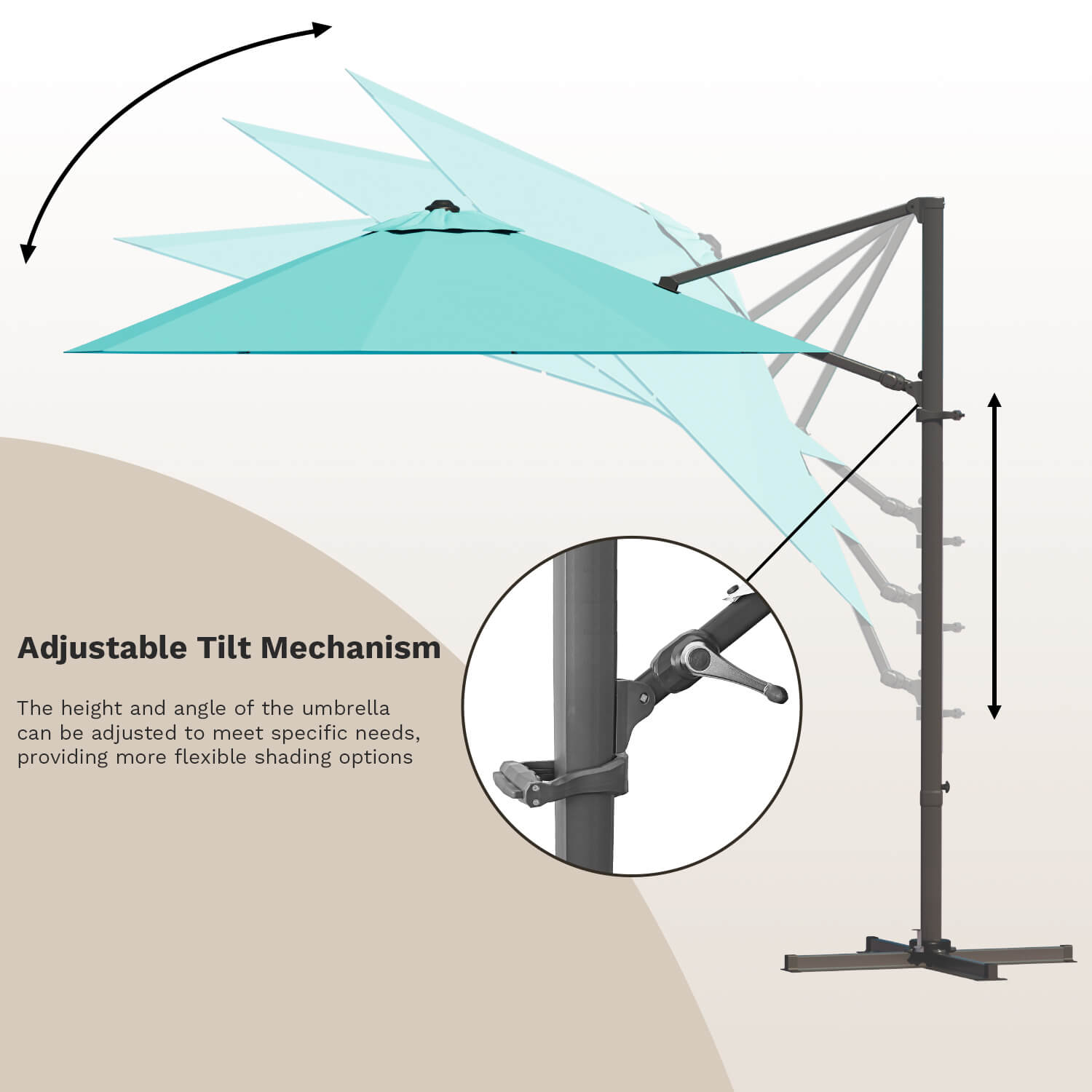 Patiowell 10 ft cantilever umbrella light blue