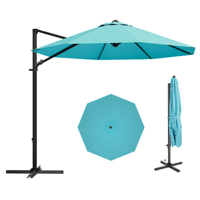 Patiowell 10ft Cantilever Patio Umbrella with Rotation & Tilt, Light Blue