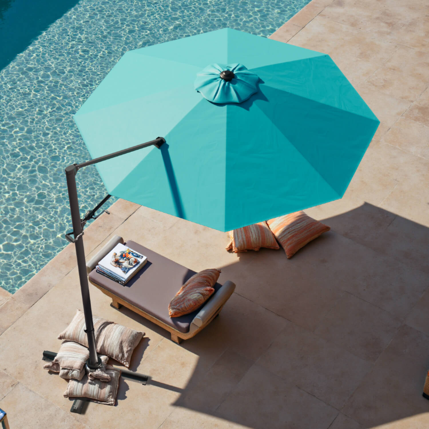 10ft Cantilever Patio Umbrella with Rotation, Tilt, Light Blue 10ft Cantilever Patio Umbrella with Rotation, Tilt, Light Blue